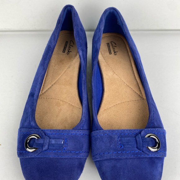 Clarks Royal Blue Suede Flats with Metal Accent - Picture 3 of 9